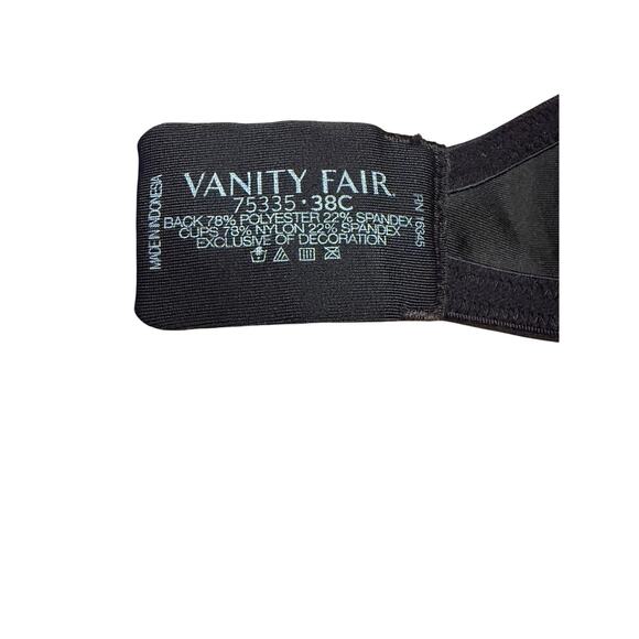 Vanity Fair Beauty Back Full Coverage Bras Size 38C Black Lace - Picture 8 of 8